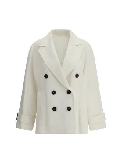 Brunello Cucinelli Double-breasted Blazer Blazer And Suits White