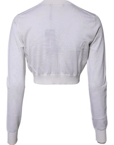 Pre-owned Dolce & Gabbana Cream Cashmere Knit Cropped Cardigan Women's Sweater ()