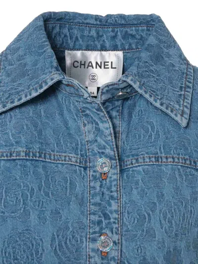 Pre-owned Chanel Camellia Denim Vest