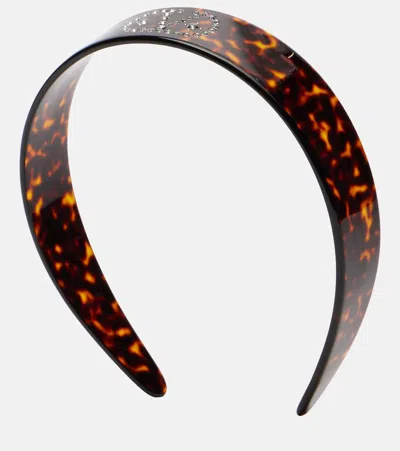 Valentino Garavani Crystal-embellished Vlogo Headband In Brown