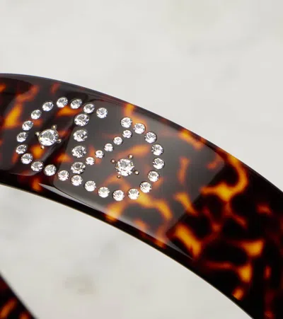 Valentino Garavani Crystal-embellished Vlogo Headband In Brown