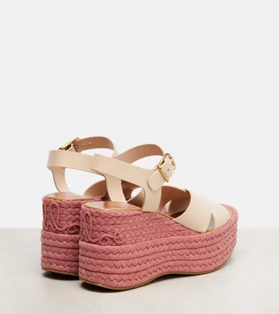 ISLA皮革草编坡跟鞋