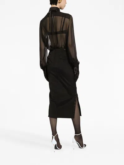 Dolce & Gabbana Silk Chiffon Shirt With Satin Details