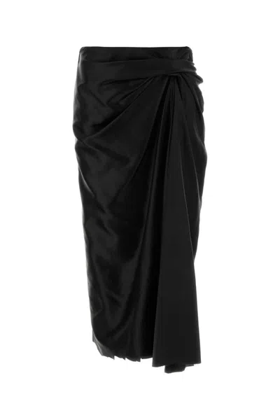 Balenciaga Draped Cupro Midi Skirt