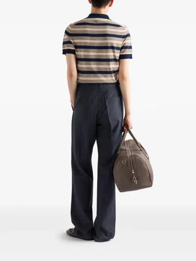 Prada Embroidered Stretch Cotton Blend Polo Shirt