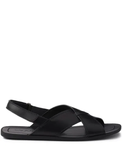 Prada Wide-strap Sandals With Secure Back Strap In Black