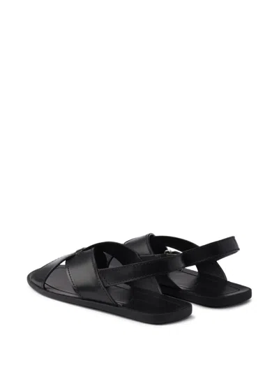 Prada Wide-strap Sandals With Secure Back Strap In Black