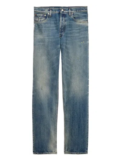 Prada Distressed Straight Jeans In Blue