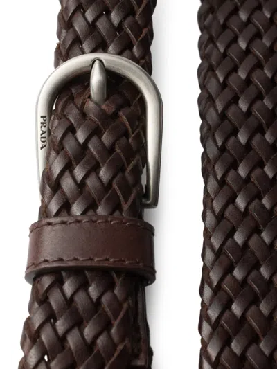 Prada Narrow Braided Leather Belt