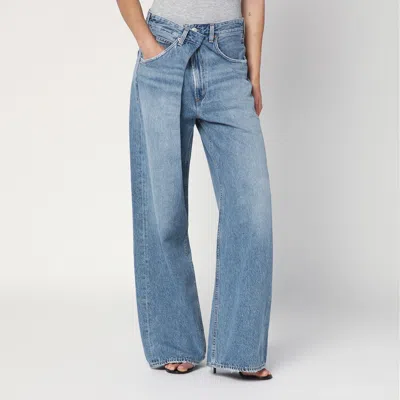 Agolde Wide Blue Vana Fold Jeans With Washed Effect