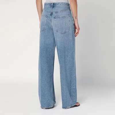 Agolde Wide Blue Vana Fold Jeans With Washed Effect
