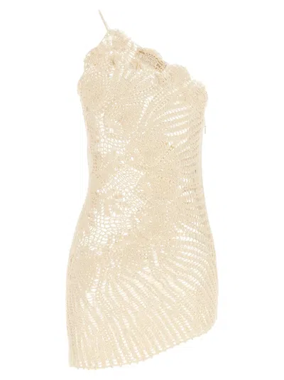Magda Butrym Mini Crochet Lace Dress With Asymmetric Hem