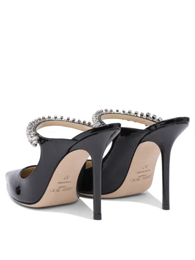 Jimmy Choo Black Leather Sabot Painted With Crystal Strap