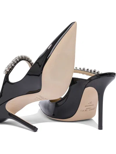 Jimmy Choo Black Leather Sabot Painted With Crystal Strap