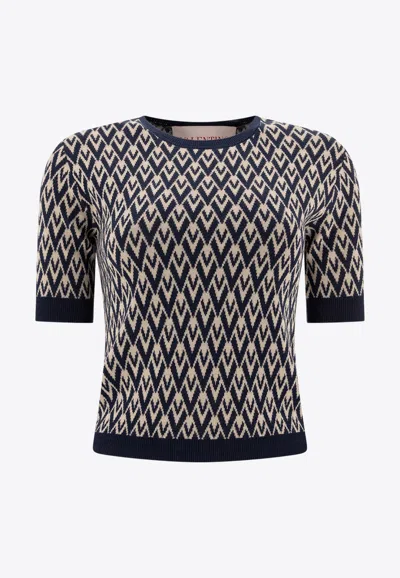Valentino Garavani Toute La V Jacquard Virgin Wool Sweater