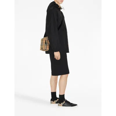 Burberry Black Sneakers With Suede Details And Check Motif In Leather Blend Man