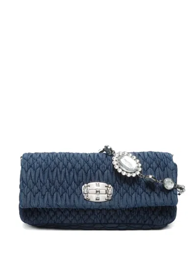 Pre-owned Miu Miu 2010s Matelassé Denim Shoulder Bag