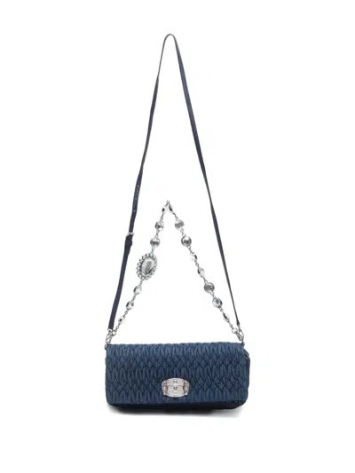 Pre-owned Miu Miu 2010s Matelassé Denim Shoulder Bag