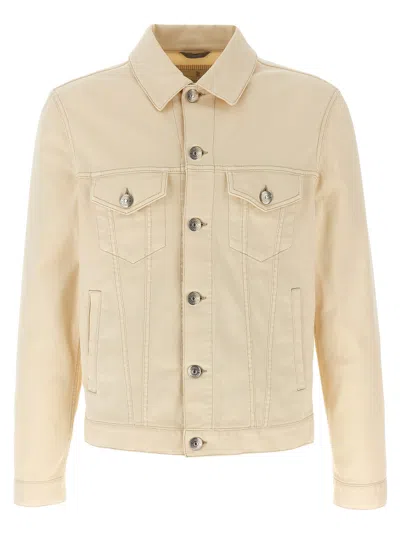 Brunello Cucinelli Denim Jacket Casual Jackets And Parka Beige In Neutral