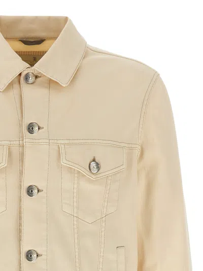Brunello Cucinelli Denim Jacket Casual Jackets And Parka Beige In Neutral