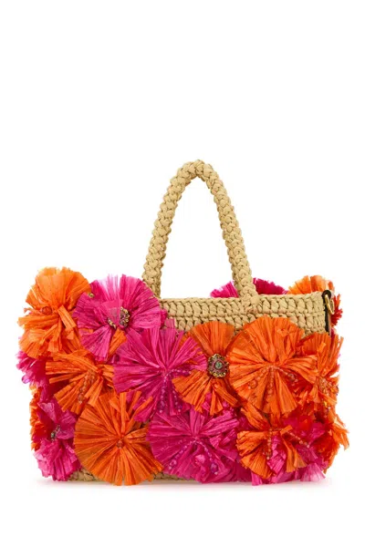 Valentino Women's Embellished Raffia Vlogo Signature Handbag | 6w2b0r23gcz Color R0v In Multi