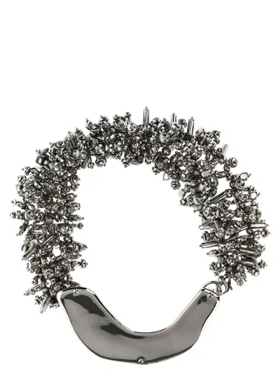 Dries Van Noten Chunky Metallic Necklace With Textured Finish