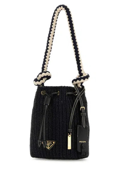 Prada Mini Bucket Bag With Braided Handle And Knitted Texture