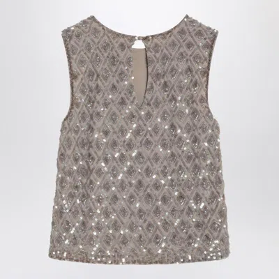 P.A.R.O.S.H P.A.R.O.S.H. GRAY TANK TOP WITH SEQUINS 