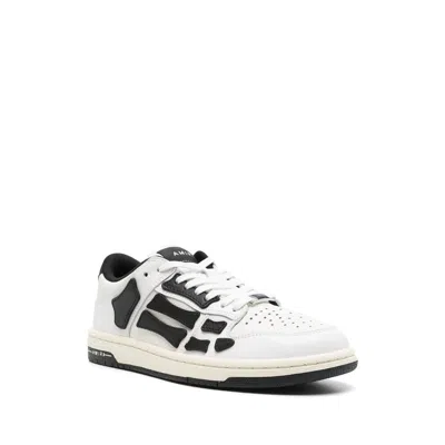 Amiri 'skel Top Low' White And Black Sneaker With Logo Patch On The Tongue And Contrasting Details On The