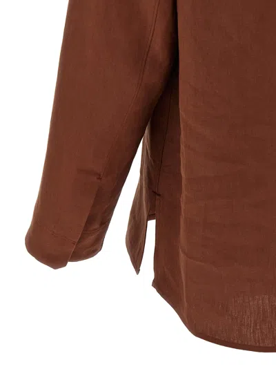 Shop Zegna Linen Overshirt Shirt And Blouse Multicolor