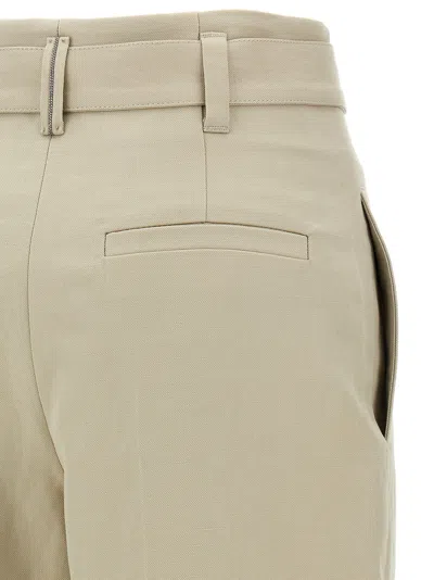 Brunello Cucinelli Women Slouchy Trousers In Sparkling Linen Canvas With Jewellery