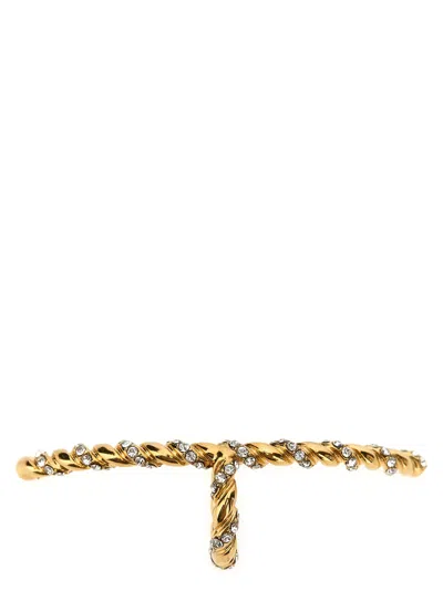 Valentino Crystal Embellished Twisted Gold Earrings