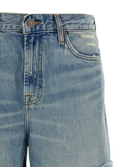 7 For All Mankind Lola Mid-rise Denim Shorts Clothing In Blue