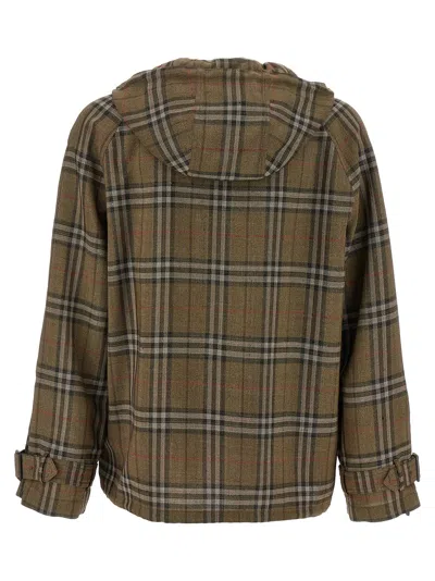 Burberry Half-zip Jacket With Check Pattern In Silk Blend Men