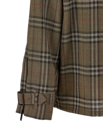 Burberry Half-zip Jacket With Check Pattern In Silk Blend Men