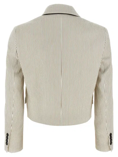 Brunello Cucinelli Pinstriped Linen And Cotton Double-breasted Blazer