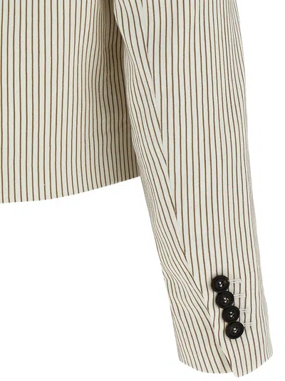 Brunello Cucinelli Pinstriped Linen And Cotton Double-breasted Blazer