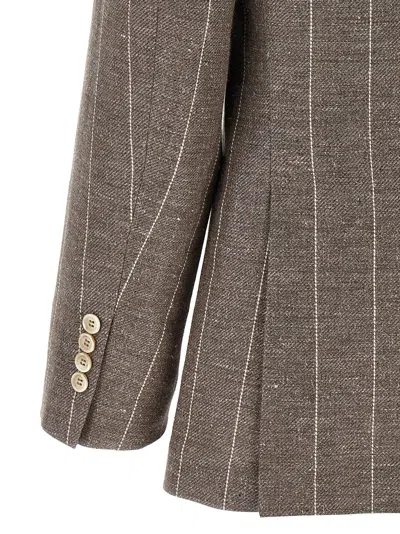Brunello Cucinelli Deconstructed Blazer With Striped Pattern And Button Detailing