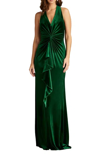 Tadashi Shoji Bal23433l Velvet Long Formal Evening Dress In Green