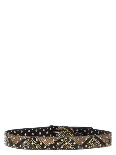 Dries Van Noten Adjustable Snake Print Studded Belt In Animal Print