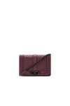 Rebecca Minkoff Chevron Quilted Small Love Crossbody Bag In Burgundy. In Dark Cherry