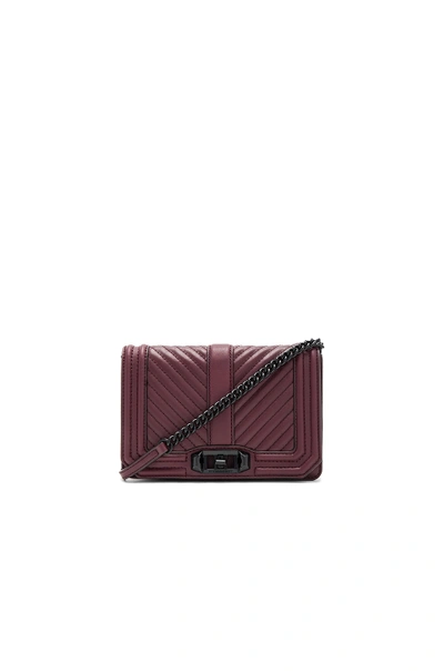 Rebecca Minkoff Chevron Quilted Small Love Crossbody Bag In Burgundy. In Dark Cherry