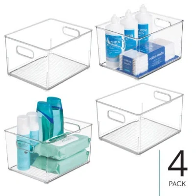 Basic Small Stackable Plastic Bathroom Storage Bin With Handles
