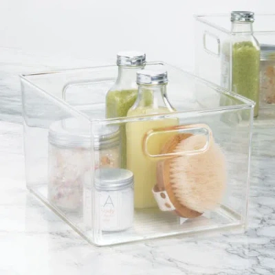 Basic Small Stackable Plastic Bathroom Storage Bin With Handles