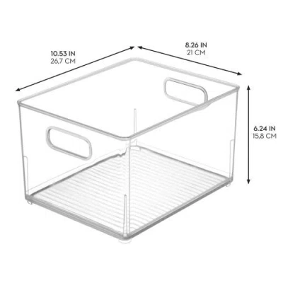 Basic Small Stackable Plastic Bathroom Storage Bin With Handles