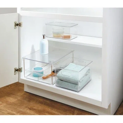 Basic Small Stackable Plastic Bathroom Storage Bin With Handles