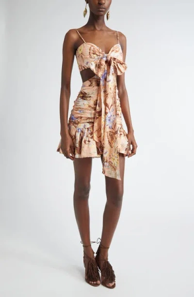 Zimmermann Coco Bow Front Mini Dress In Multi