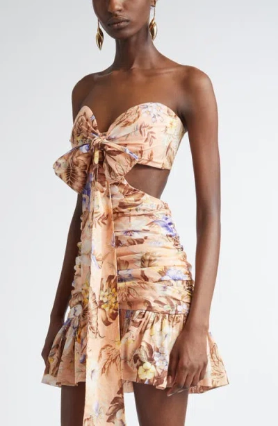 Zimmermann Coco Bow Front Mini Dress In Multi