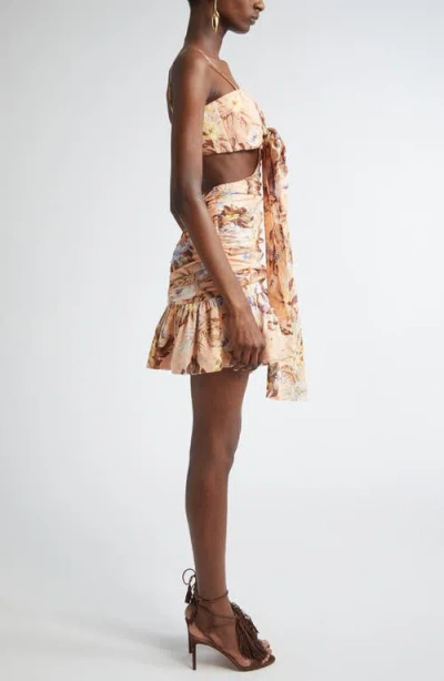 Zimmermann Coco Bow Front Mini Dress In Multi