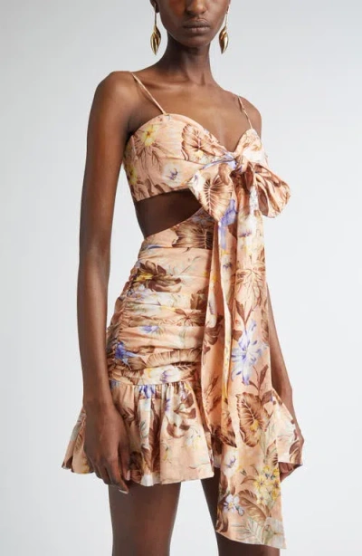 Zimmermann Coco Bow Front Mini Dress In Multi